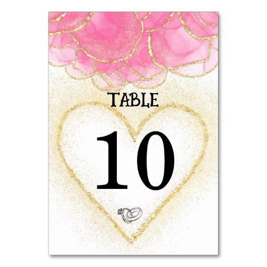 Moderne elegante roze en gouden hart bruiloft kaart (Voorkant)