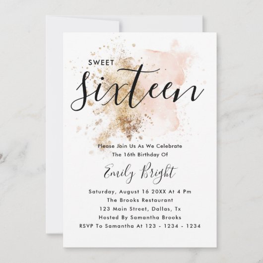 Moderne elegante roze en gouden munt 16 kaart (Voorkant)