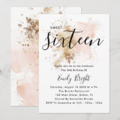 Moderne elegante roze en gouden munt 16 kaart (Voorkant / Achterkant)