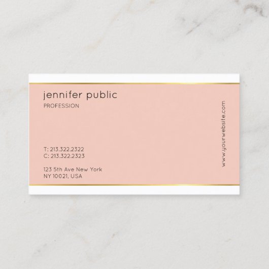 Moderne elegante roze en goudprofessionele  visitekaartje (Achterkant)