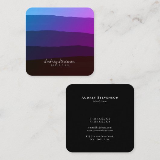 Moderne elegante roze en Paarse afbraak Vierkante Visitekaartje (Voorkant / Achterkant)