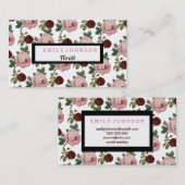 Moderne, elegante roze en rode rozen visitekaartje (Voorkant / Achterkant)
