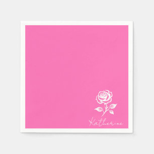 Moderne Elegante Roze En Roos Aangepaste Naam Servet