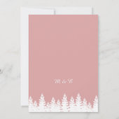 Moderne elegante roze en witte winter bruiloft kaart (Achterkant)