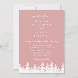 Moderne elegante roze en witte winter bruiloft kaart