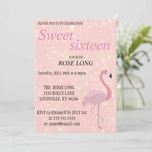 Moderne, elegante roze flamingo save the date (Staand voorkant)