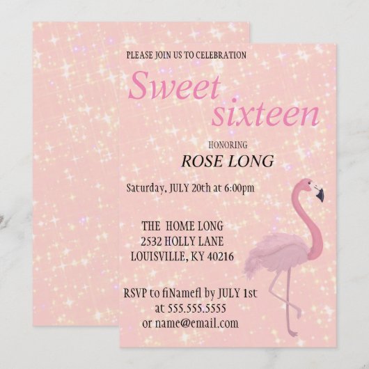 Moderne, elegante roze flamingo save the date (Voorkant / Achterkant)