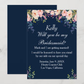 Moderne elegante roze flesvormige botanische bride kaart (Voorkant / Achterkant)