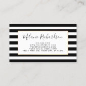 Moderne elegante roze Floral Black Striped Visitekaartje (Achterkant)