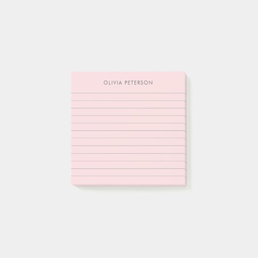 Moderne elegante roze gevoerd sticky post-it® notes (Voorkant)