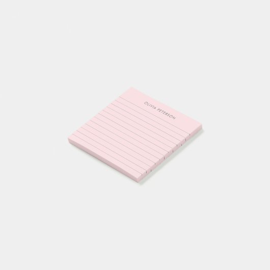 Moderne elegante roze gevoerd sticky post-it® notes (Schuin)
