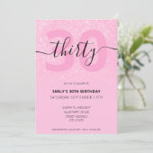 Moderne elegante roze glitter 30th Birthday Kaart (Staand voorkant)