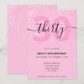 Moderne elegante roze glitter 30th Birthday Kaart (Voorkant / Achterkant)