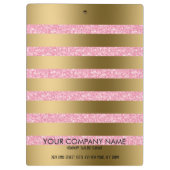 Moderne elegante roze glitter en gouden strepen klembord (Achterkant)