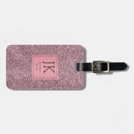 Moderne Elegante Roze Glitter Monogrammed Naam Bagagelabel