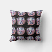 Moderne Elegante Roze Glitter Olifant Print Kussen (Achterkant)