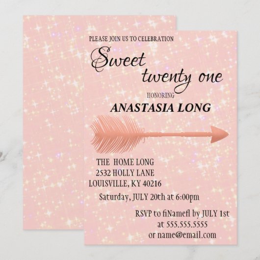 Moderne, elegante roze glitter sparen de Datum Save The Date (Voorkant / Achterkant)