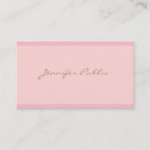 Moderne, elegante roze Gold Script Professional Pl Visitekaartje (Voorkant)