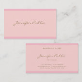 Moderne, elegante roze Gold Script Professional Pl Visitekaartje (Voorkant / Achterkant)
