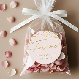 Moderne Elegante Roze Gooi Me Trouwconfetti Favor Ronde Sticker