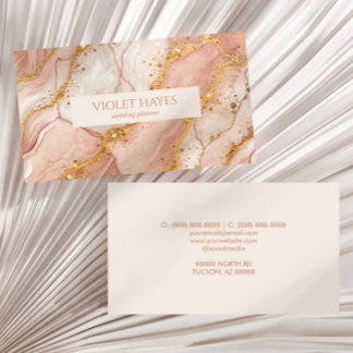 Moderne Elegante Roze Goud Beige Marmer Visitekaartje
