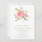 Moderne Elegante Roze Goud Bloemige Afstuderen Kaart (Voorkant)
