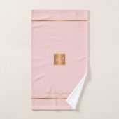 Moderne elegante roze goud chique monogram strepen bad handdoek (Handdoek)