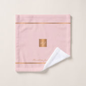 Moderne elegante roze goud chique monogram strepen bad handdoek (Wasdoekje)