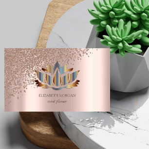 Moderne Elegante Roze Goud Diamanten Gouden Lotus Visitekaartje