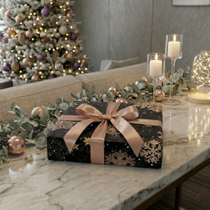 Moderne Elegante Roze Goud Glitter Sneeuwvlokken Z Cadeaupapier