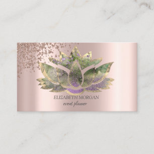 Moderne Elegante Roze Gouden Diamanten Chic Lotus Visitekaartje