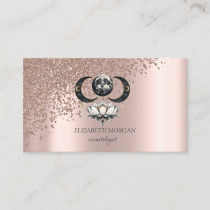 Moderne Elegante Roze Gouden Diamanten Lotus Maan Visitekaartje