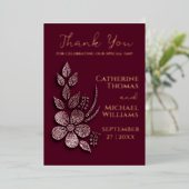 Moderne Elegante Roze Gouden Glitter Bloem en Bour Folie Uitnodiging (Staand Voorkant)