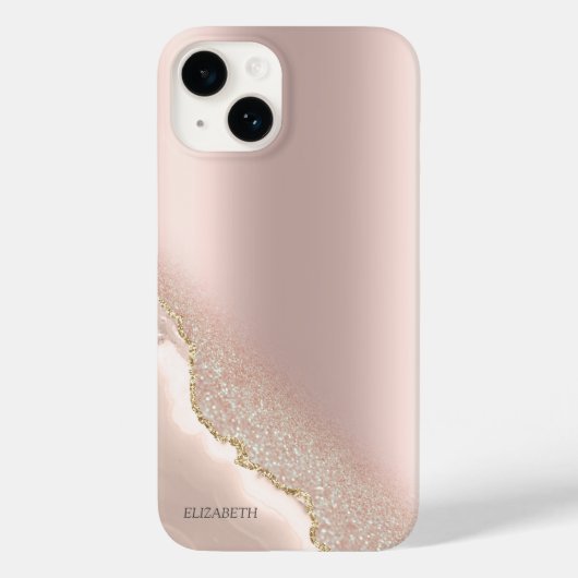 Moderne Elegante Roze Gouden Glitter Marmer Case-Mate iPhone Case (Achterkant)