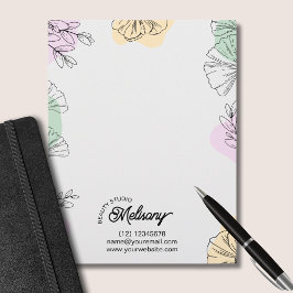 Moderne Elegante Roze Gouden Groene Bloemenlijn Ku Briefhoofd