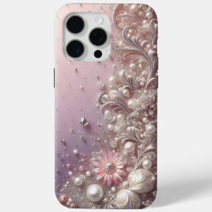 Moderne elegante roze gouden parels iPhone 15 pro max hoesje