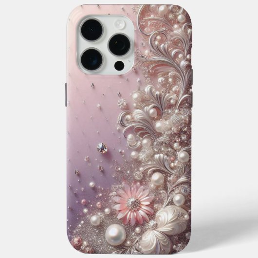 Moderne elegante roze gouden parels Case-Mate iPhone case (Achterkant)