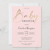 Moderne elegante roze gouden script lettertype bab kaart (Voorkant)