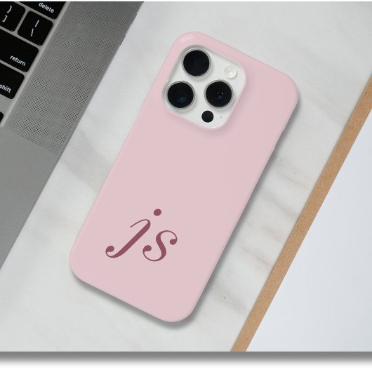 Moderne Elegante Roze Goudkleurige Monogram Initia Case-Mate iPhone Case