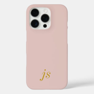 Moderne Elegante Roze Goudkleurige Monogram Initia iPhone 16 Pro Hoesje
