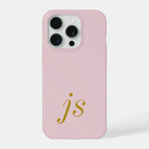 Moderne Elegante Roze Goudkleurige Monogram Initia iPhone 15 Pro Case