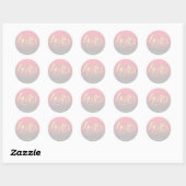 Moderne elegante roze grijs & goudzweetverlenging ronde sticker (Vel)