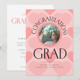 Moderne Elegante roze harten afstuderen Kaart