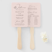 Moderne Elegante Roze Huwelijksprogramma Handwaaier (Voorkant en achterkant)
