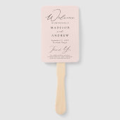 Moderne Elegante Roze Huwelijksprogramma Handwaaier (Voorkant)