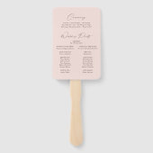 Moderne Elegante Roze Huwelijksprogramma Handwaaier (Achterkant)