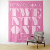 Moderne Elegante Roze Krachtige Typografie 21e Ver Wandkleed (In situ)