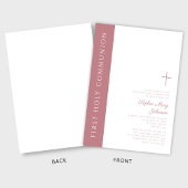 Moderne Elegante Roze Kruis Meisje Eerste Communie Kaart