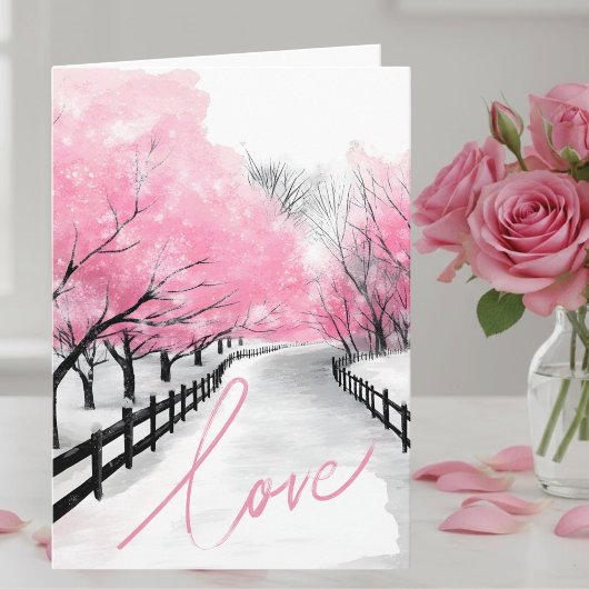 Moderne Elegante Roze Liefde Script Gelukkig Jubil Kaart