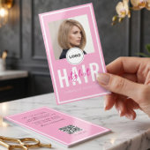 Moderne Elegante Roze Logo QR Code Kapper  Visitekaartje